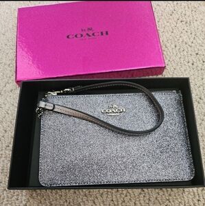NWT Coach Silver Wristlet Color Gunmetal